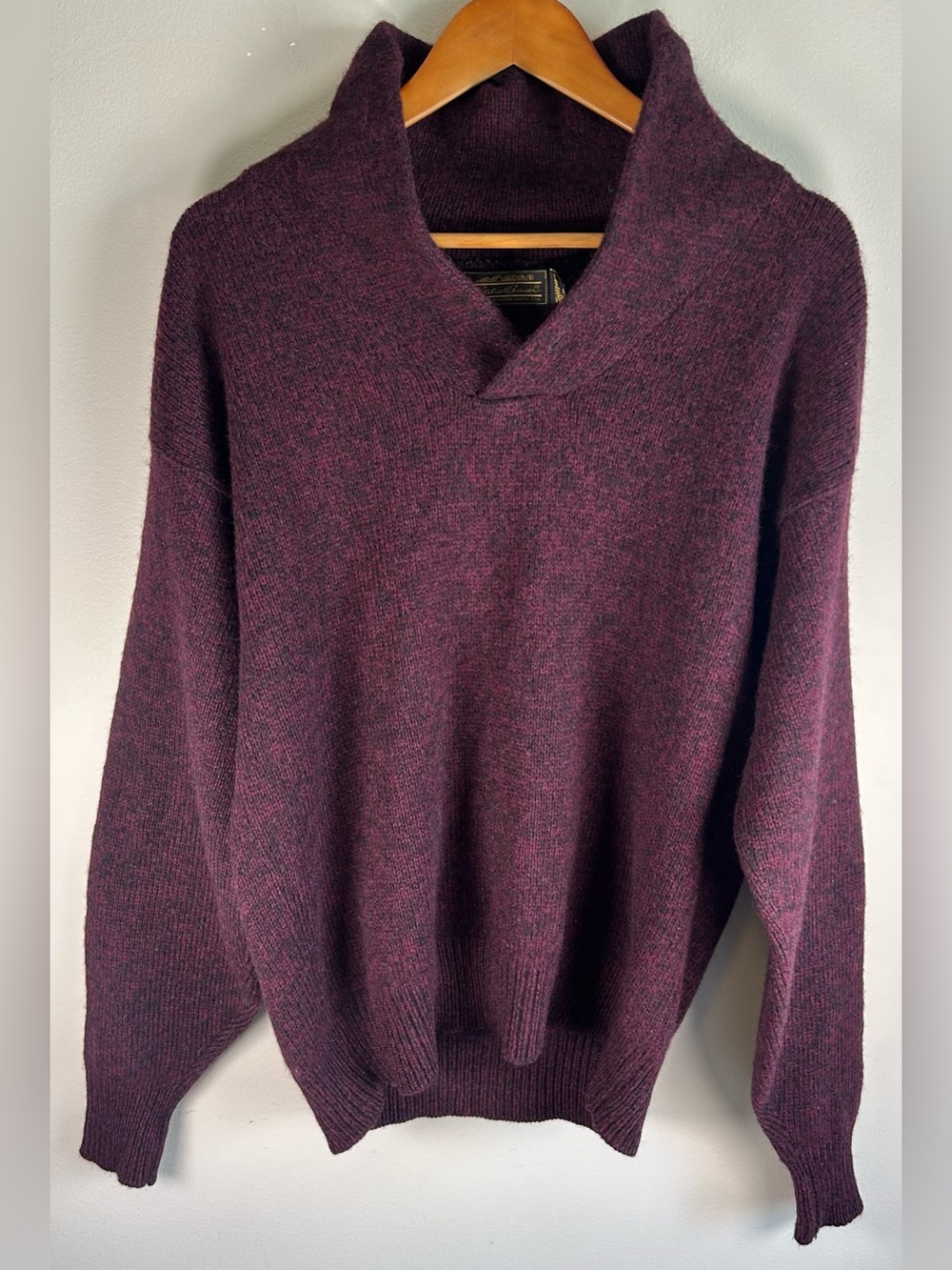 Eddie Bauer Cowl Neck Sweater Sz M Purple Wool Blend Dark Academia Vintage 1990s